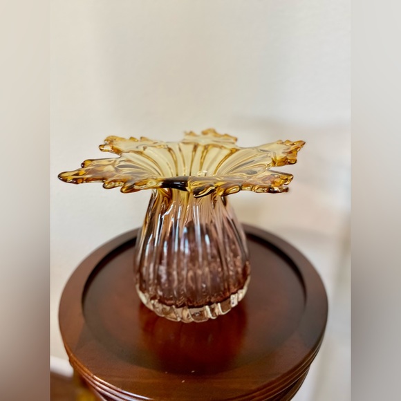 VASE Mouth Blown Amber Vase Italian Murano - Picture 6 of 17